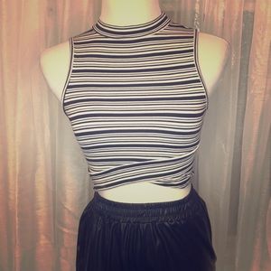Black and White stripe crop top